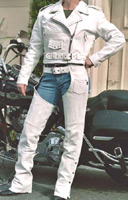 womens white leather chaps